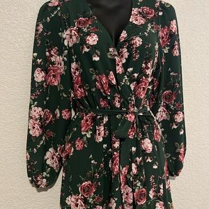 Faux wrap dress with ruffle